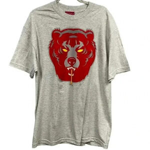 NEW Mishka‎ (L) Men Red Bear & Grey Heritage Death Adder Tee Streetwear Vintage
